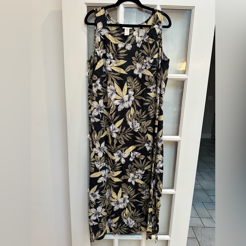 Vintage Jones New York Sport Linen Tropical Floral Midi Maxi Dress Chic Size 14W - Picture 9 of 10